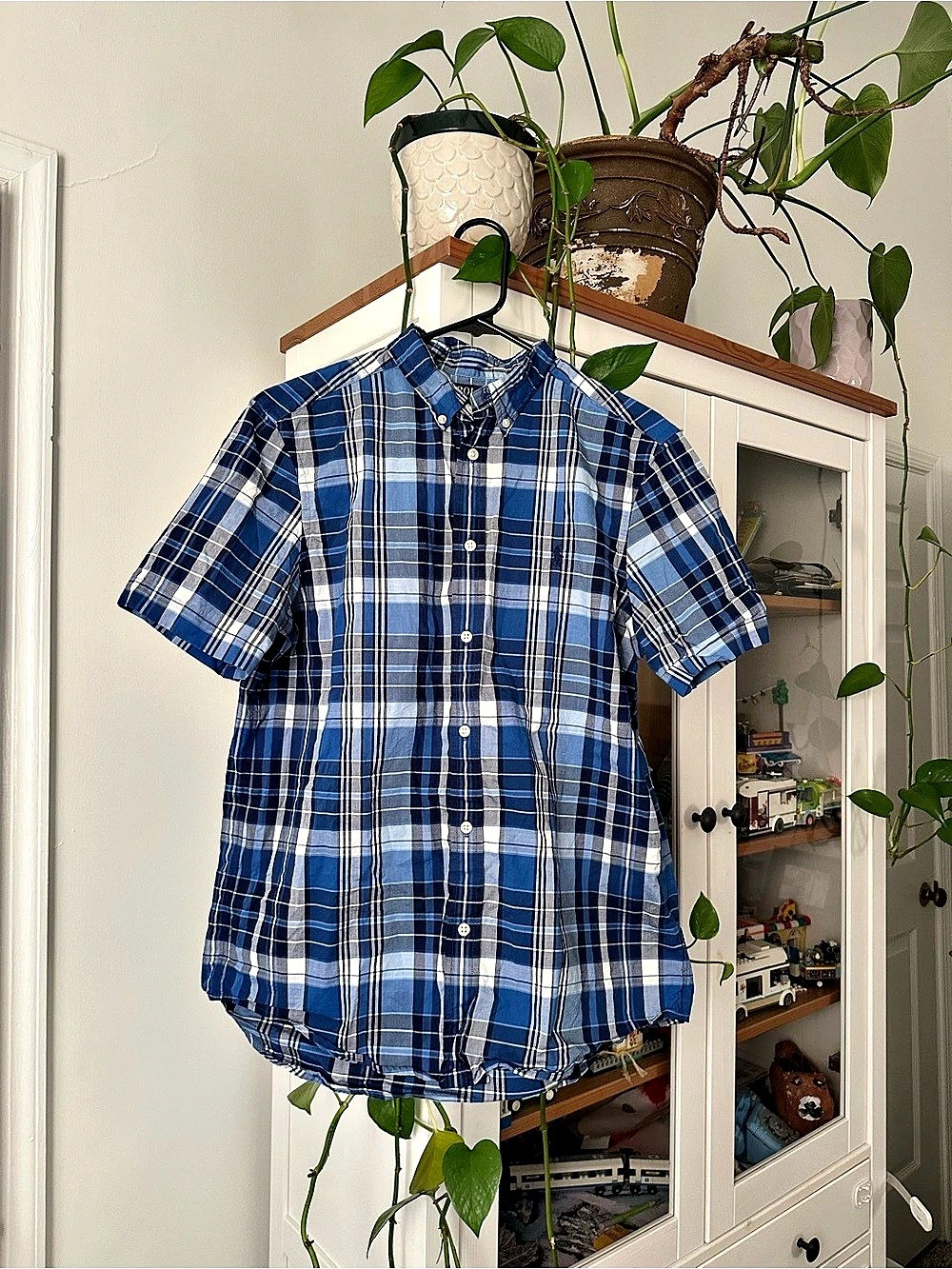 Polo Ralph Lauren Boys Natural Stretch Plaid Short-Sleeve Shirt Plaid Button Dow